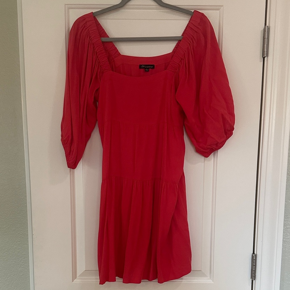 Pink Smocked Puff Sleeve Mini Dress